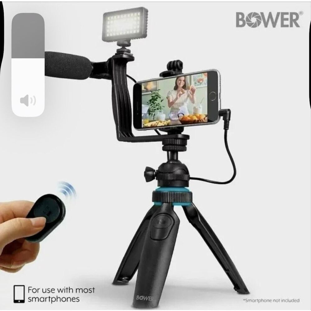NWOB Bower Smart Photo Vlogger Kit with an LED light, microphone, & remote ZR252